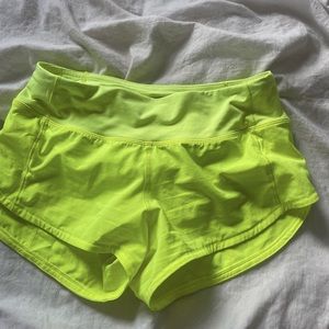 Lululemon neon yellow/green size 0 shorts, perfect condition length 2 inch